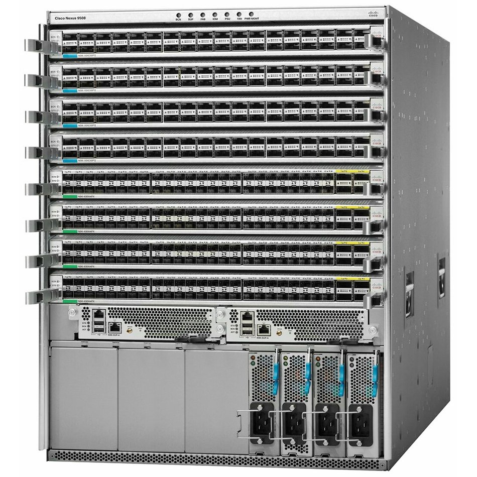 Nexus 9508 Chassis Bundle with 1Sup, 3 PS, 2SC, 4 FM-S, 3Fan # N9K-C9508-B3-S