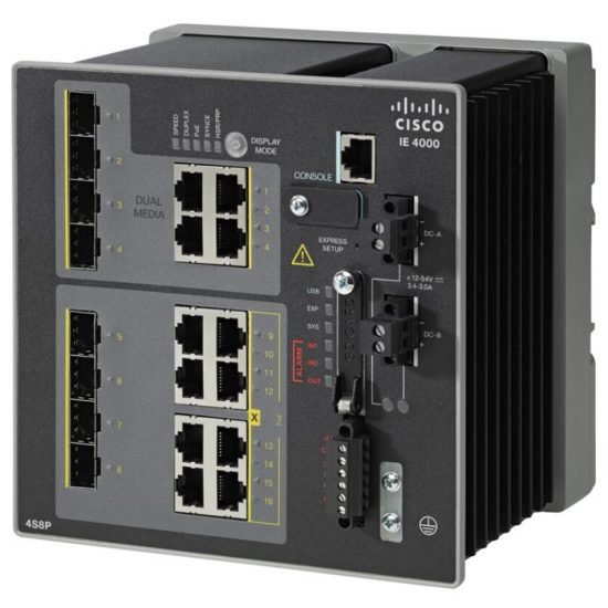 IE4000 with 4FE SFP, 8FE PoE+ and 4GE combo uplink ports # IE-4000-4S8P4G-E