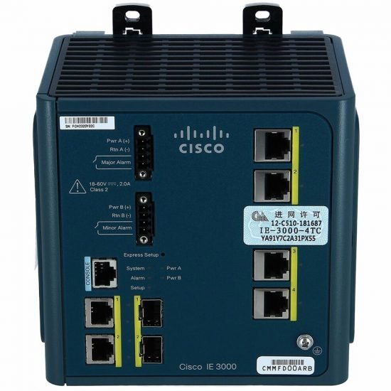 Cisco IE 3000 Switch, 4 10/100 + 2 T/SFP # IE-3000-4TC